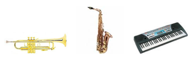 trumpet, saxophone, keyboard