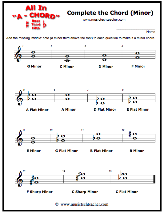 Complete the Chord (Minor) - Worksheet