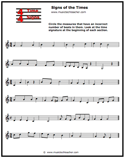 Signs of the Times - Time Signature Worksheet